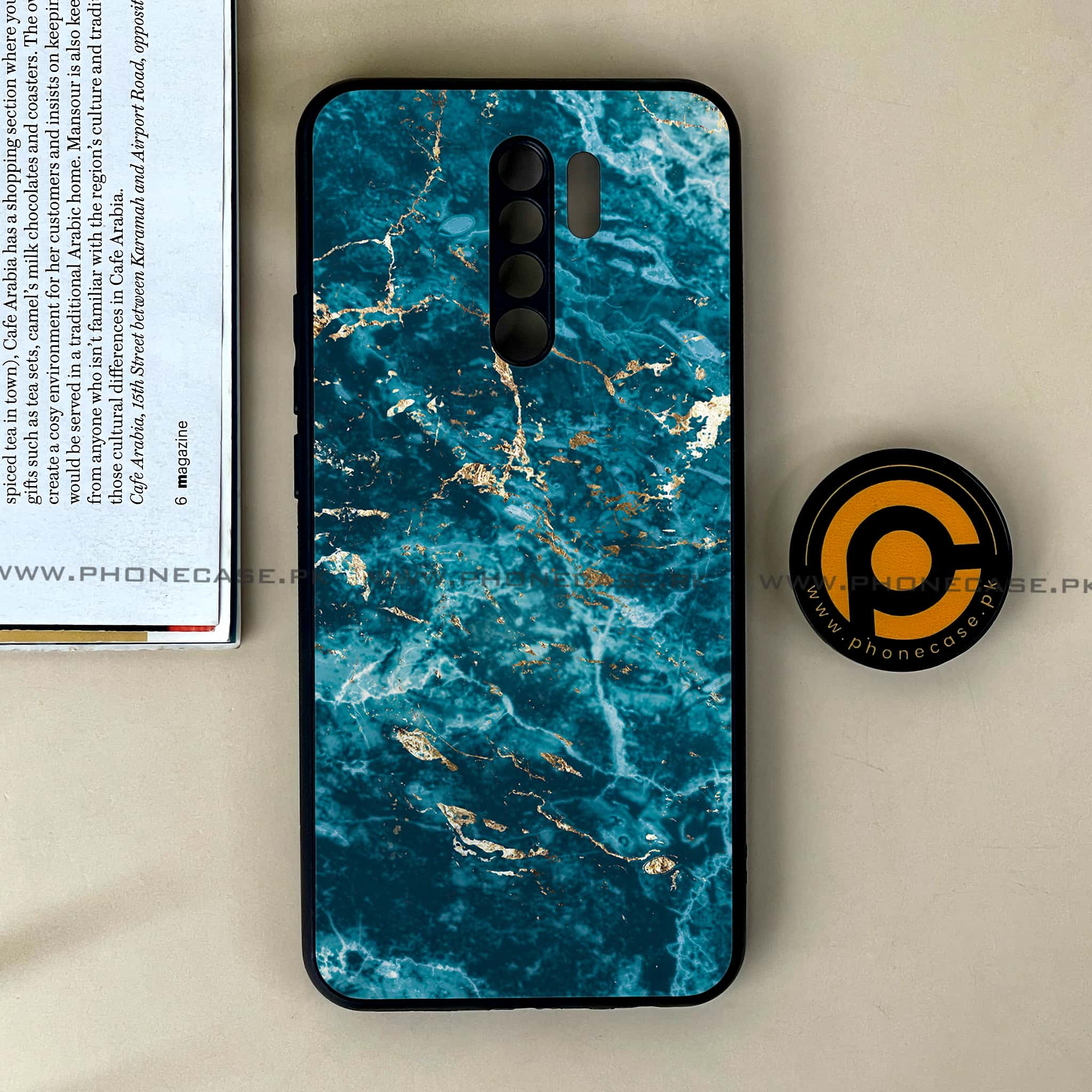 Xiaomi Redmi 9 - Blue Marble Series V 2.0 - Premium Printed Glass soft Bumper shock Proof Case