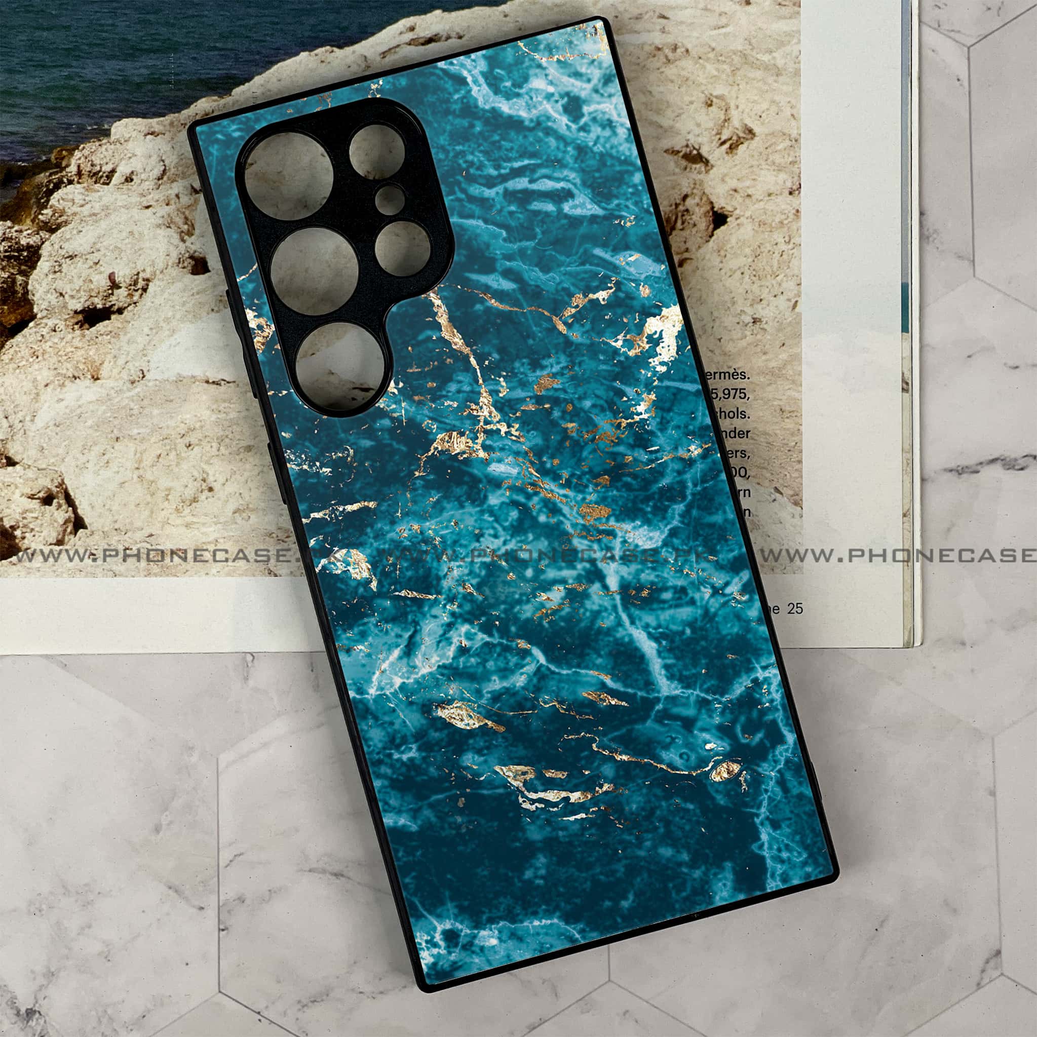 Samsung Galaxy S24 Ultra - Blue Marble Series V 2.0 - Premium Metal Printed soft Bumper shock Proof Case