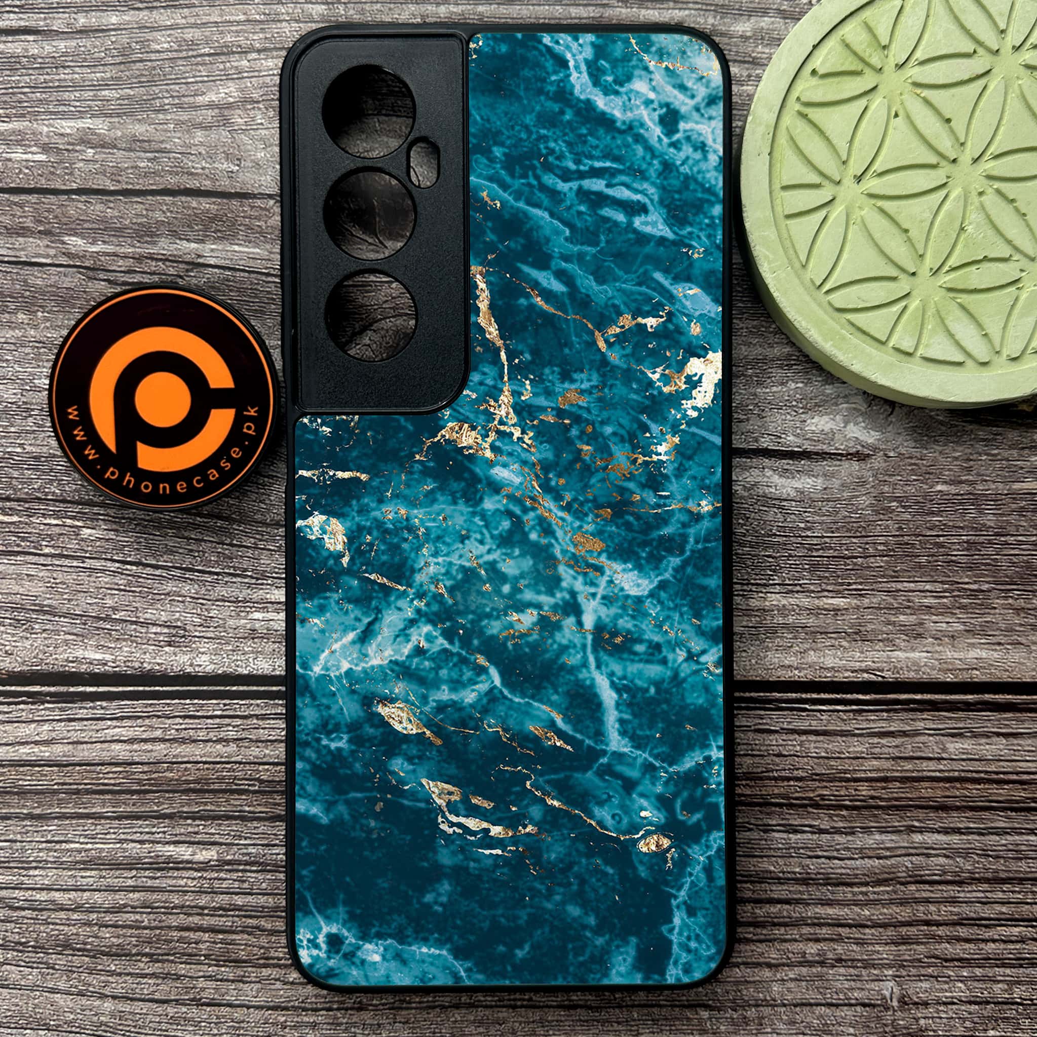 Realme C65  - Blue Marble 2.0 Series - Premium Metal Printed soft Bumper shock Proof Case