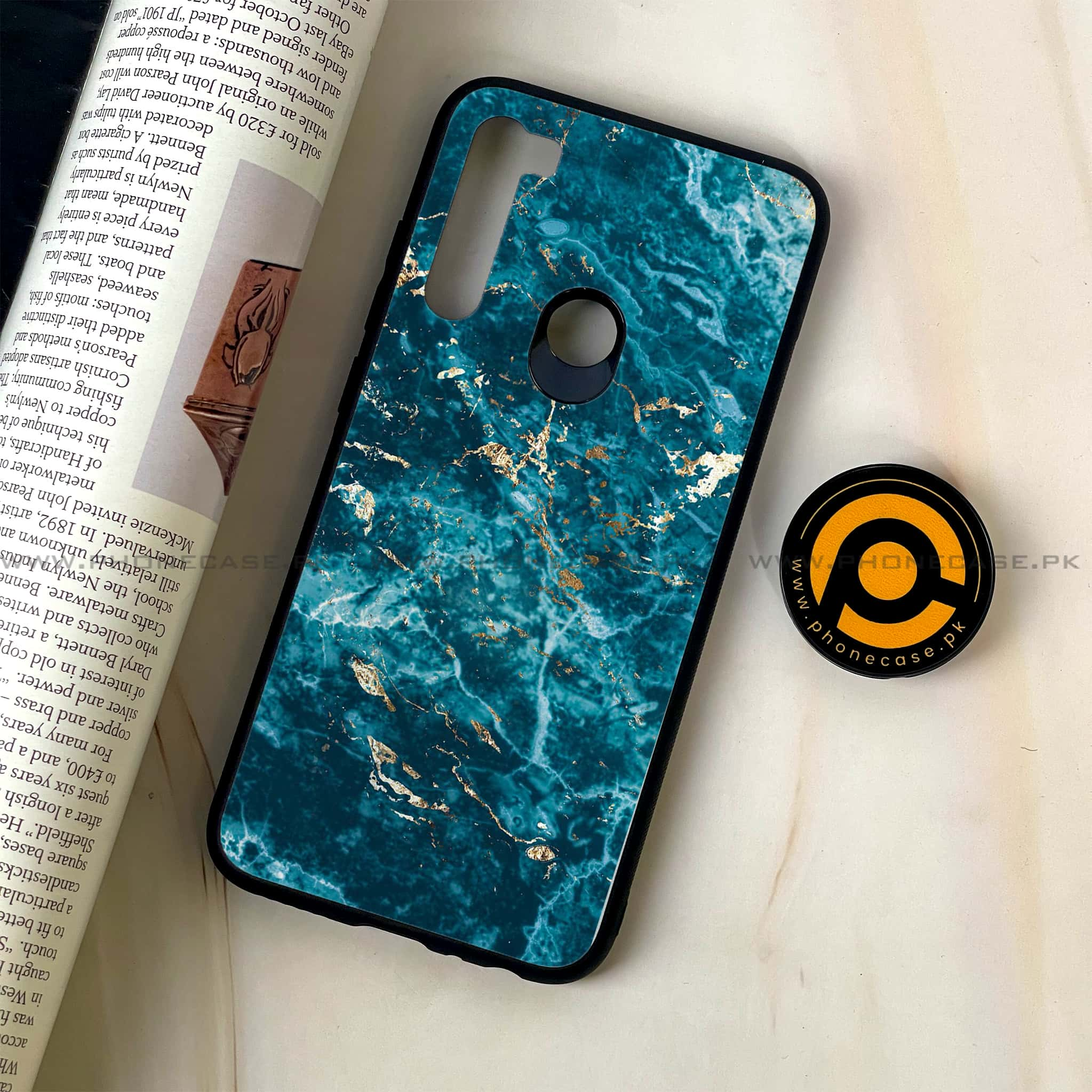 Redmi Note 8 - Blue Marble Series V 2.0 - Premium Printed Glass soft Bumper shock Proof Case