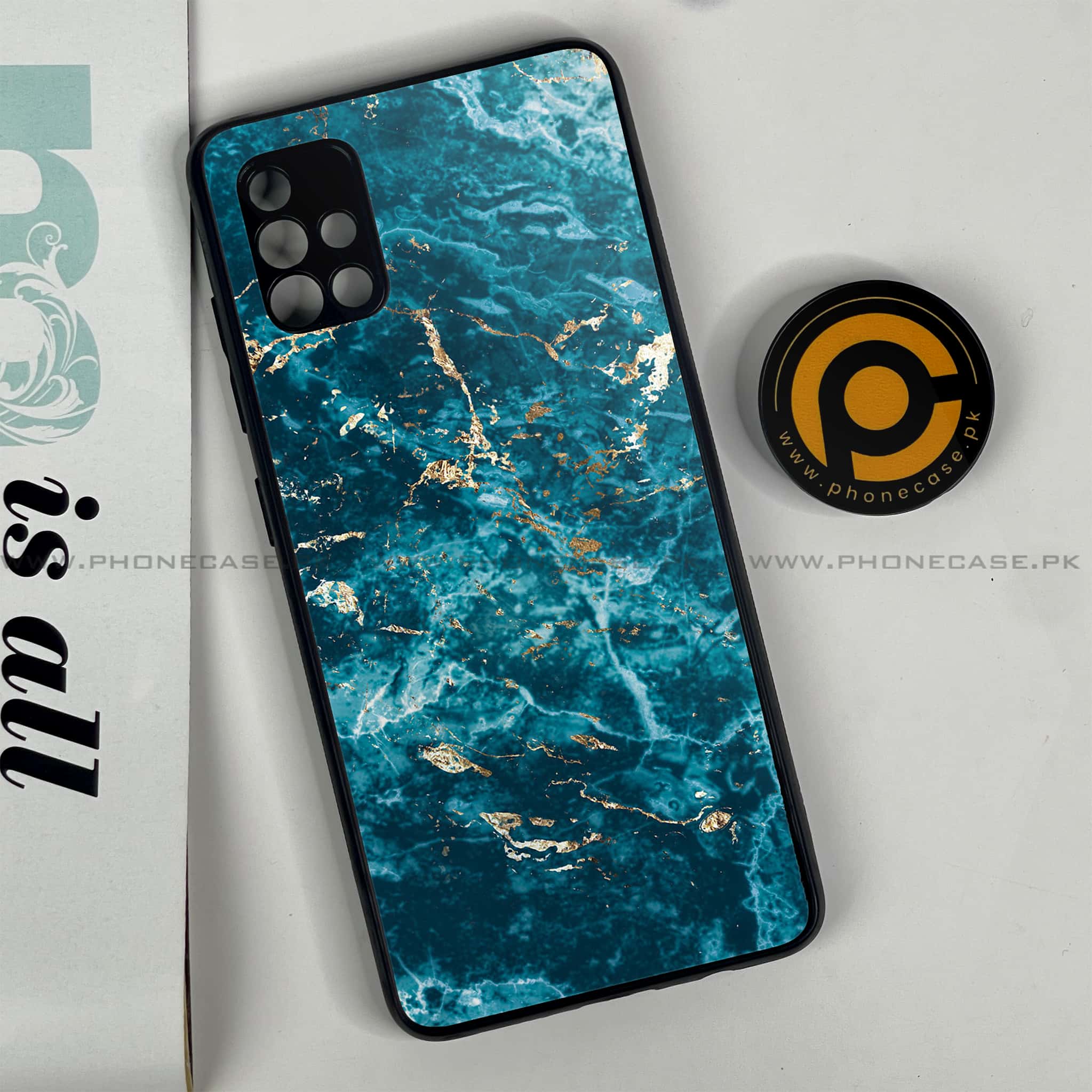 Samsung Galaxy A51 Blue Marble Series V 2.0 Premium Printed Glass soft Bumper shock Proof Case
