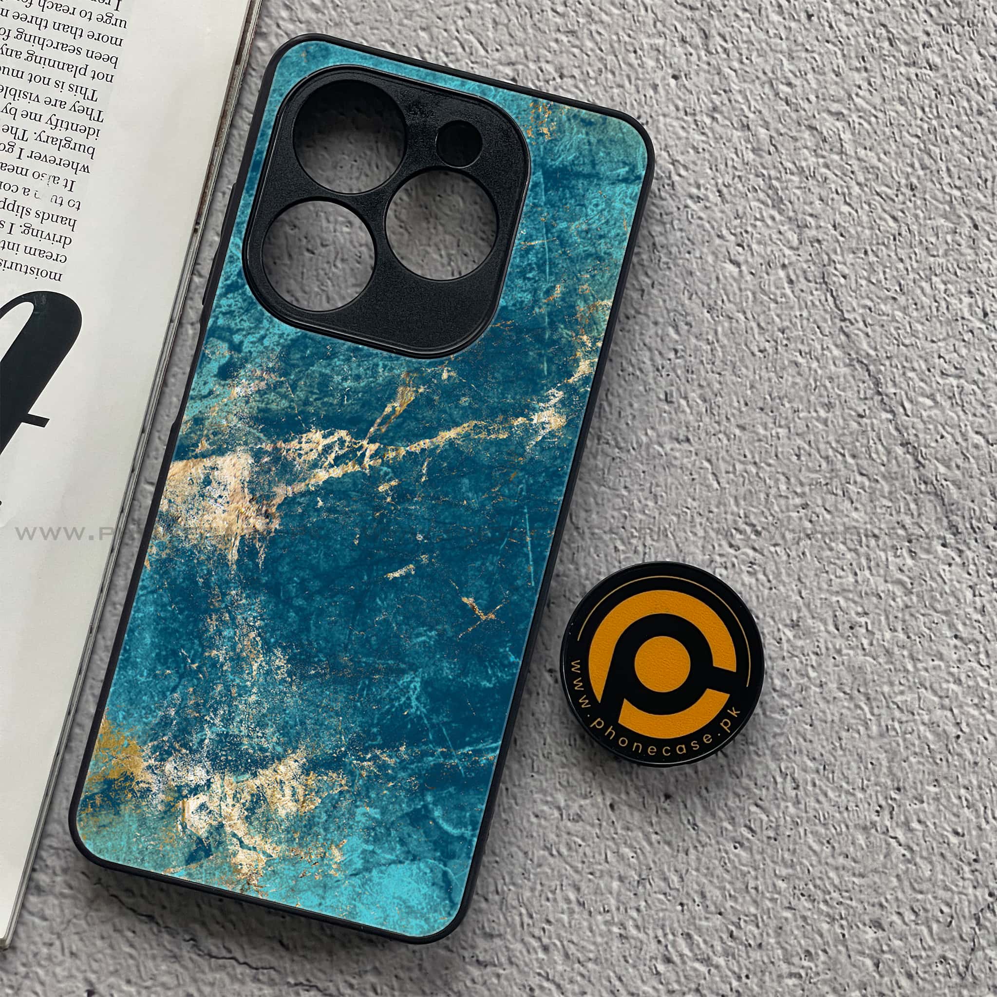 Infinix Smart 8 Pro - Blue Marble Series V 2.0 - Premium Metal Printed soft Bumper shock Proof Case