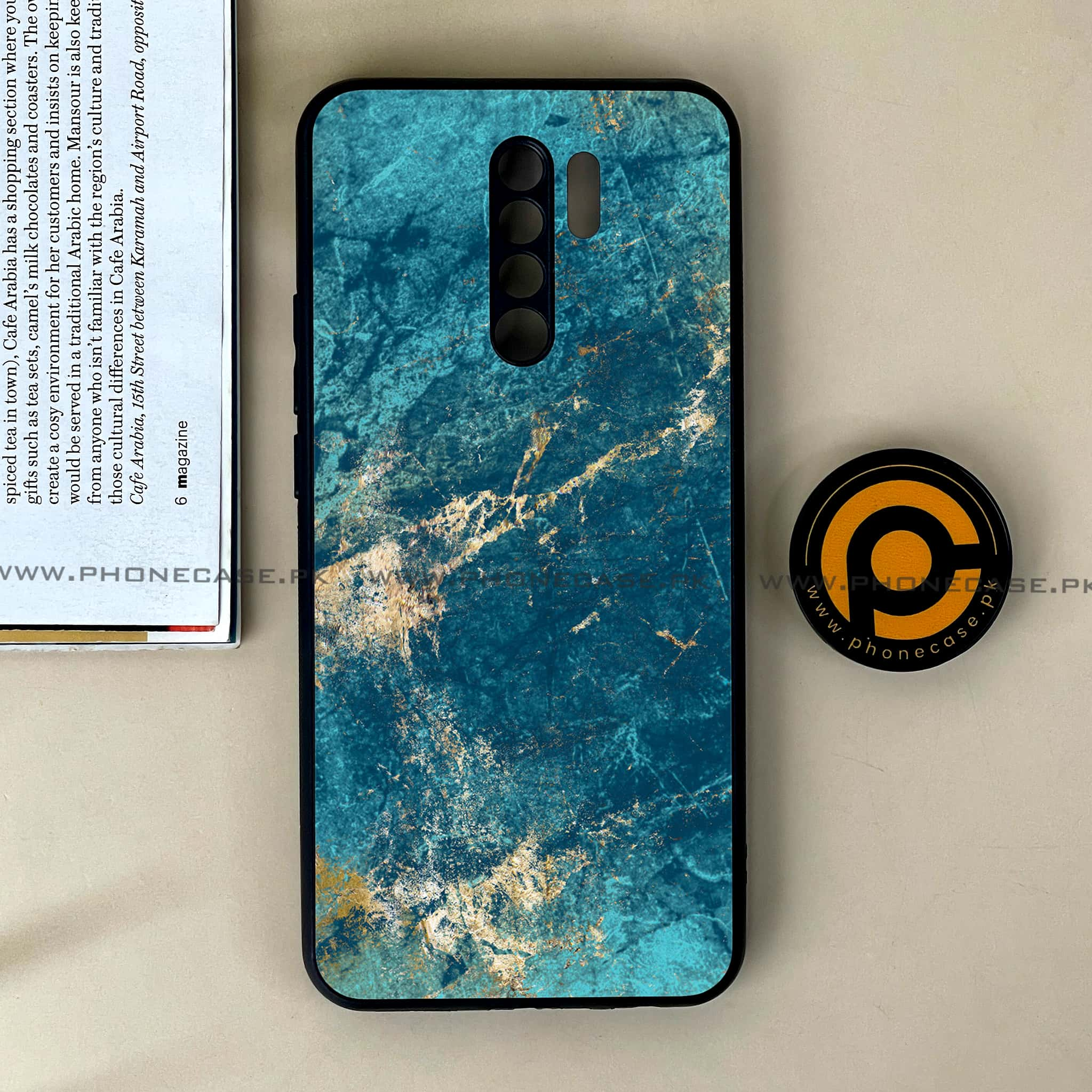 Xiaomi Redmi 9 - Blue Marble Series V 2.0 - Premium Printed Glass soft Bumper shock Proof Case