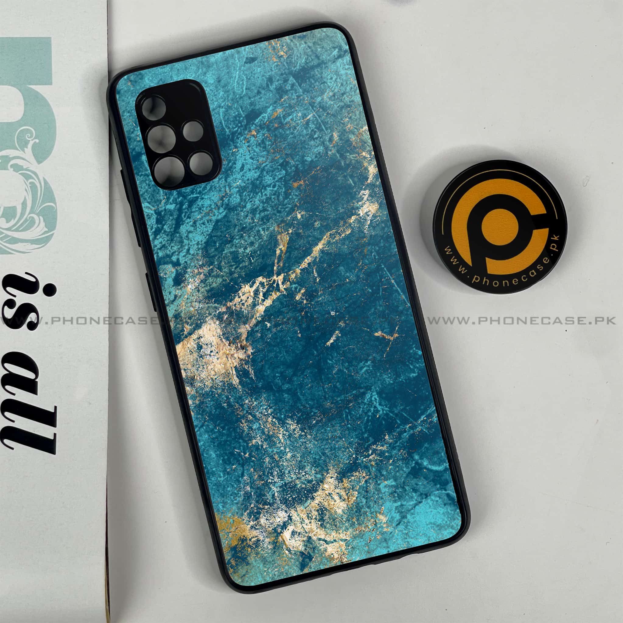 Samsung Galaxy A51 Blue Marble Series V 2.0 Premium Printed Glass soft Bumper shock Proof Case