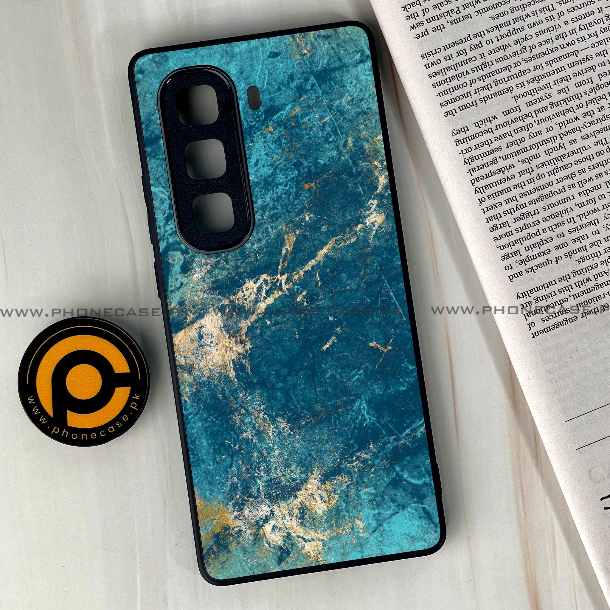 Infinix Hot 60 Pro Plus - Blue Marble 2.0 Series - Premium Metal Printed soft Bumper shock Proof Case