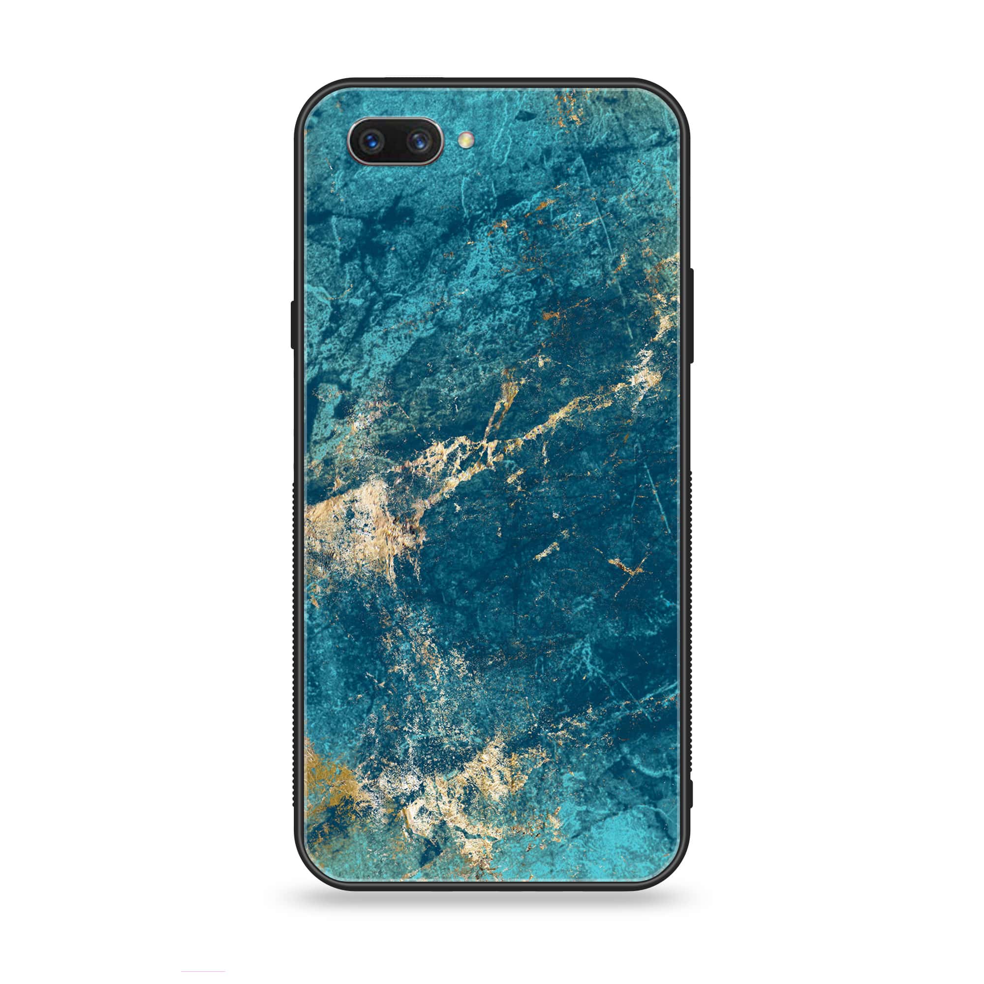 Oppo A3s - Blue Marble 2.0 Series - Premium Printed Glass soft Bumper shock Proof Case