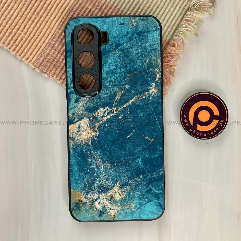 Infinix Hot 60i - Blue Marble 2.0 Series - Premium Metal Printed soft Bumper shock Proof Case