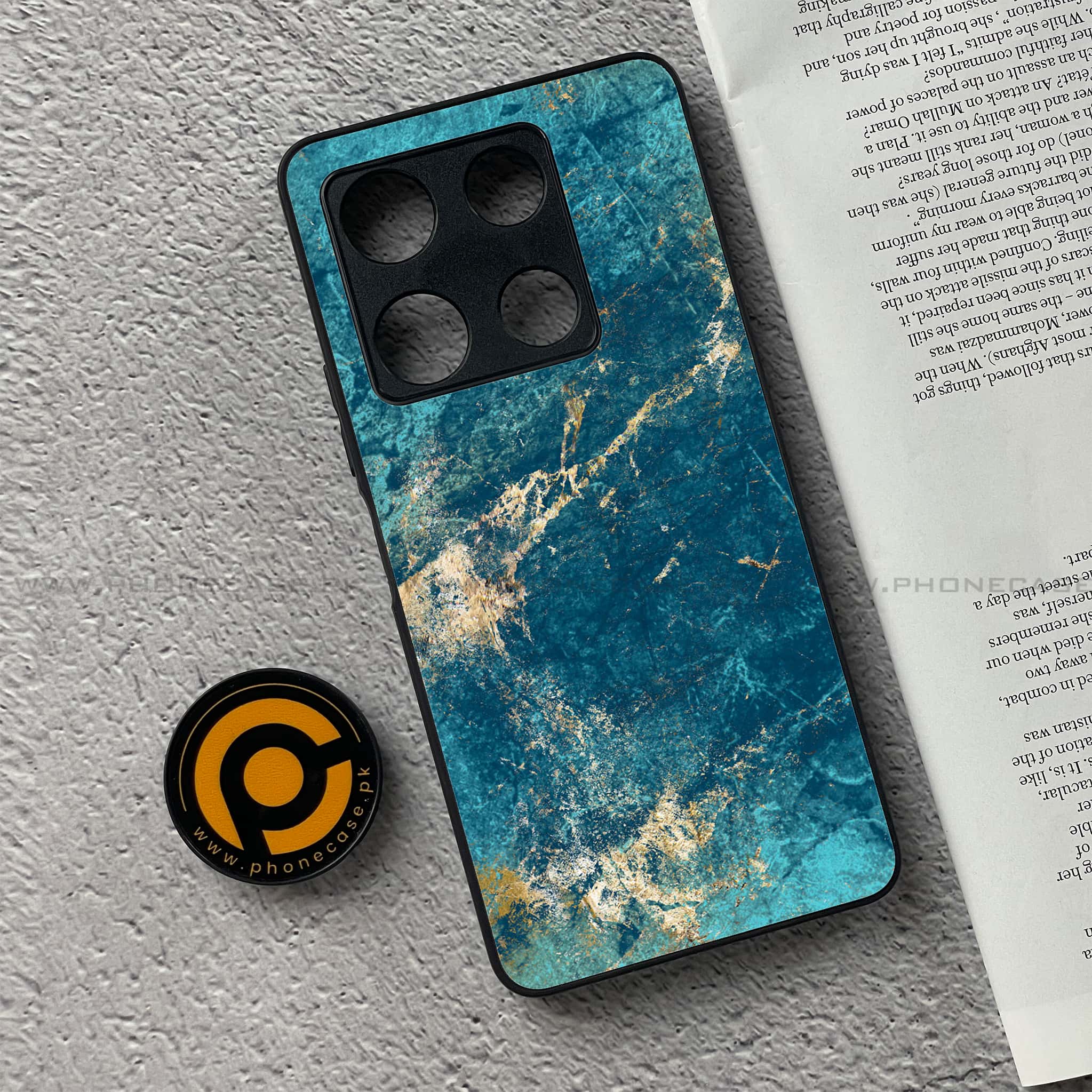 Infinix Note 30 Pro - Blue Marble Series V 2.0 - Premium Metal Printed soft Bumper shock Proof Case