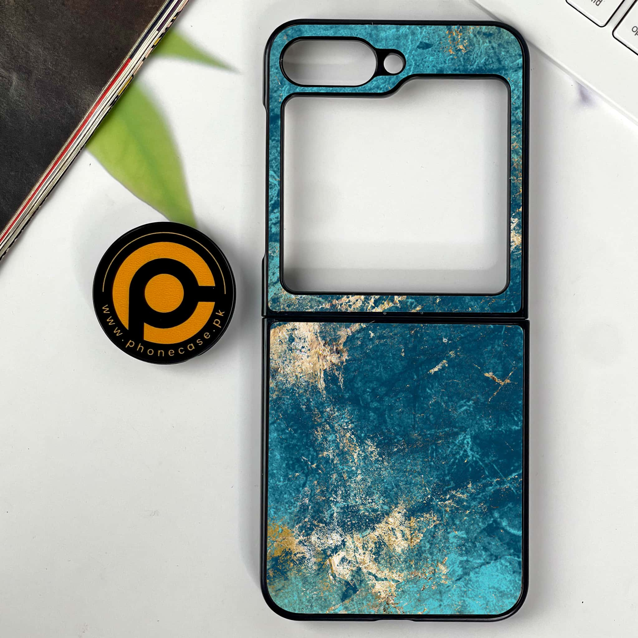 Galaxy Z Flip 6 - Blue Marble 2.0 Series - Premium Printed Glass soft Bumper shock Proof Case