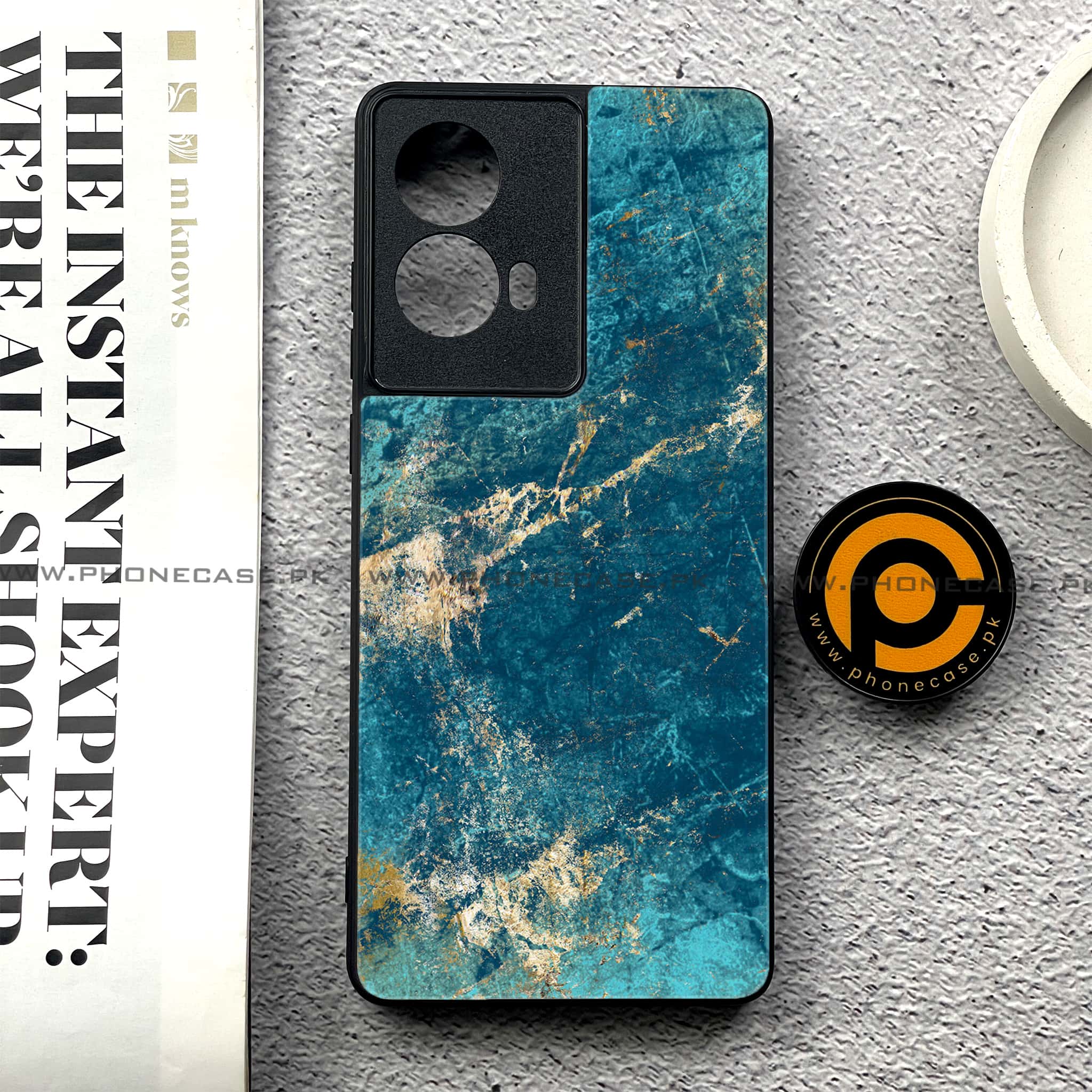 Moto G85 - Blue Marble 2.0 Series - Premium Printed Glass soft Bumper shock Proof Case