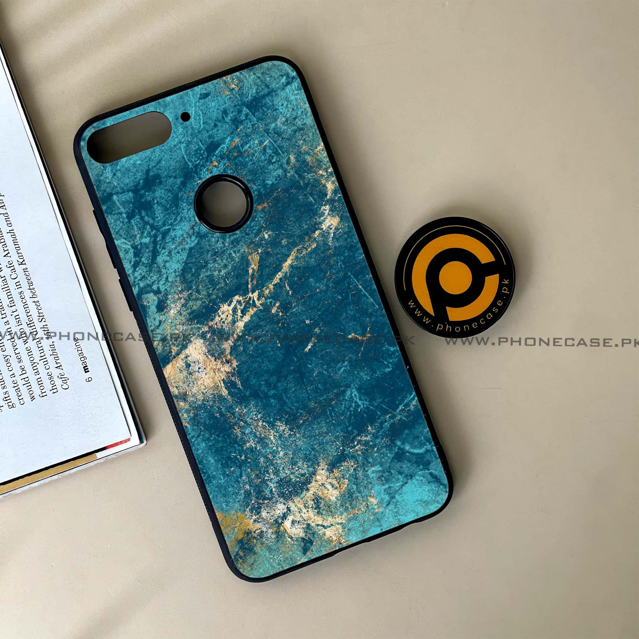 Huawei Y7 Prime (2018) - Blue Marble Series V 2.0 - Premium Printed Glass soft Bumper shock Proof Case