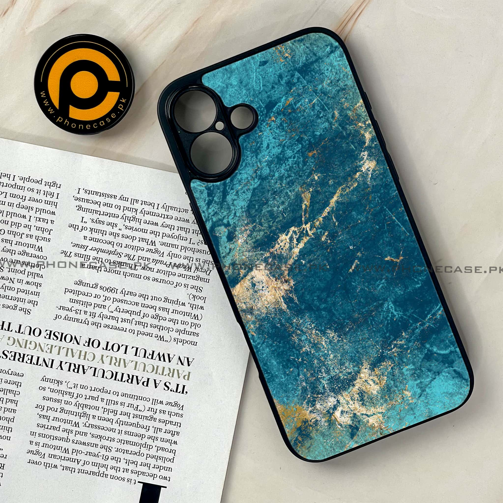 iPhone 16 - Blue Marble 2.0 Series - Premium Printed Glass soft Bumper shock Proof Case