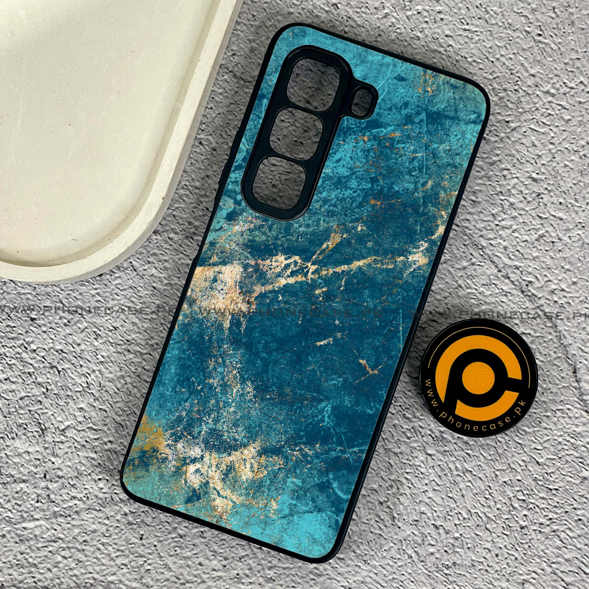 Infinix Hot 50 Pro - Blue Marble 2.0 Series - Premium Printed Glass soft Bumper shock Proof Case