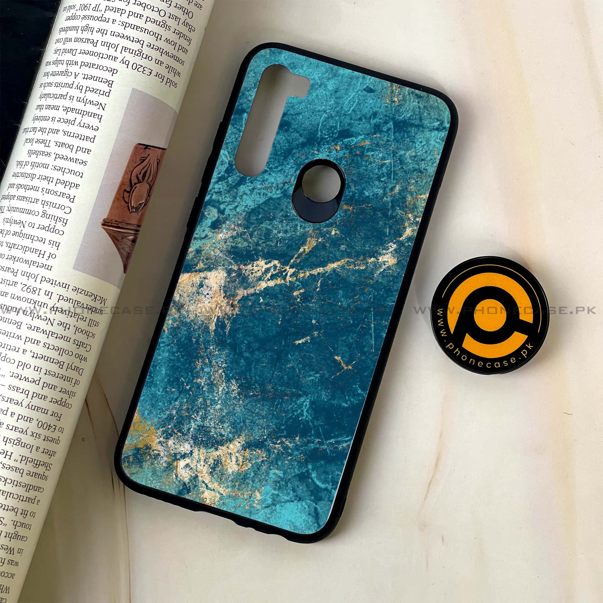 Redmi Note 8 - Blue Marble Series V 2.0 - Premium Printed Glass soft Bumper shock Proof Case