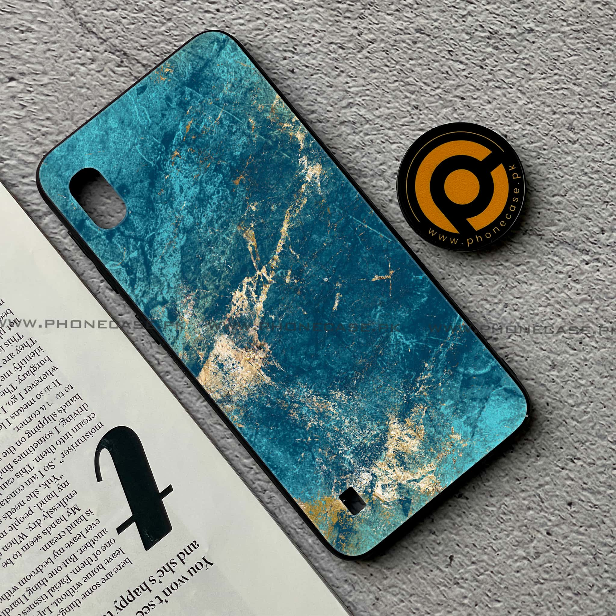 Samsung Galaxy A10 - Blue Marble Series V 2.0 - Premium Printed Glass soft Bumper shock Proof Case