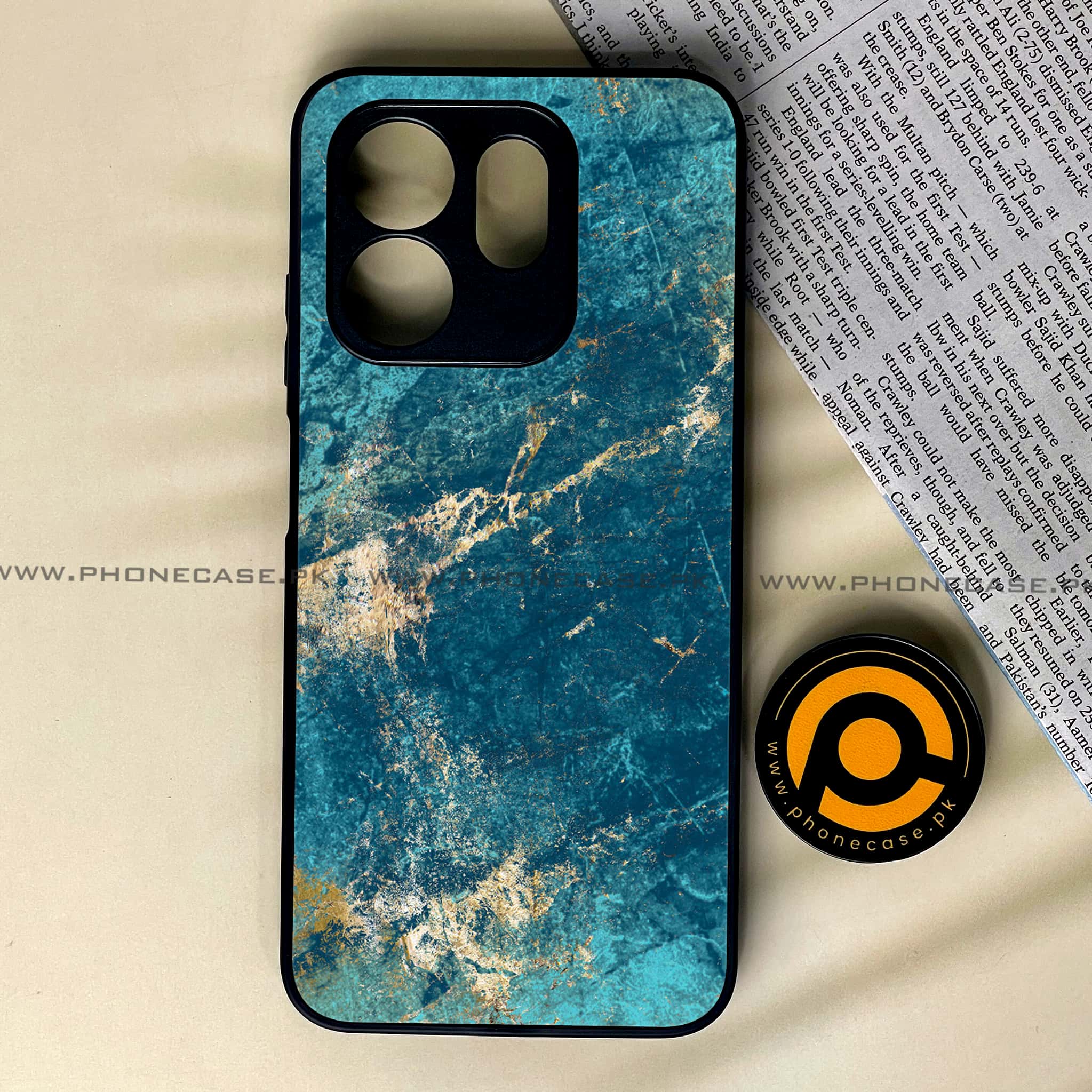 Infinix Smart 9 HD - Blue Marble 2.0 Series - Premium Metal Printed soft Bumper shock Proof Case