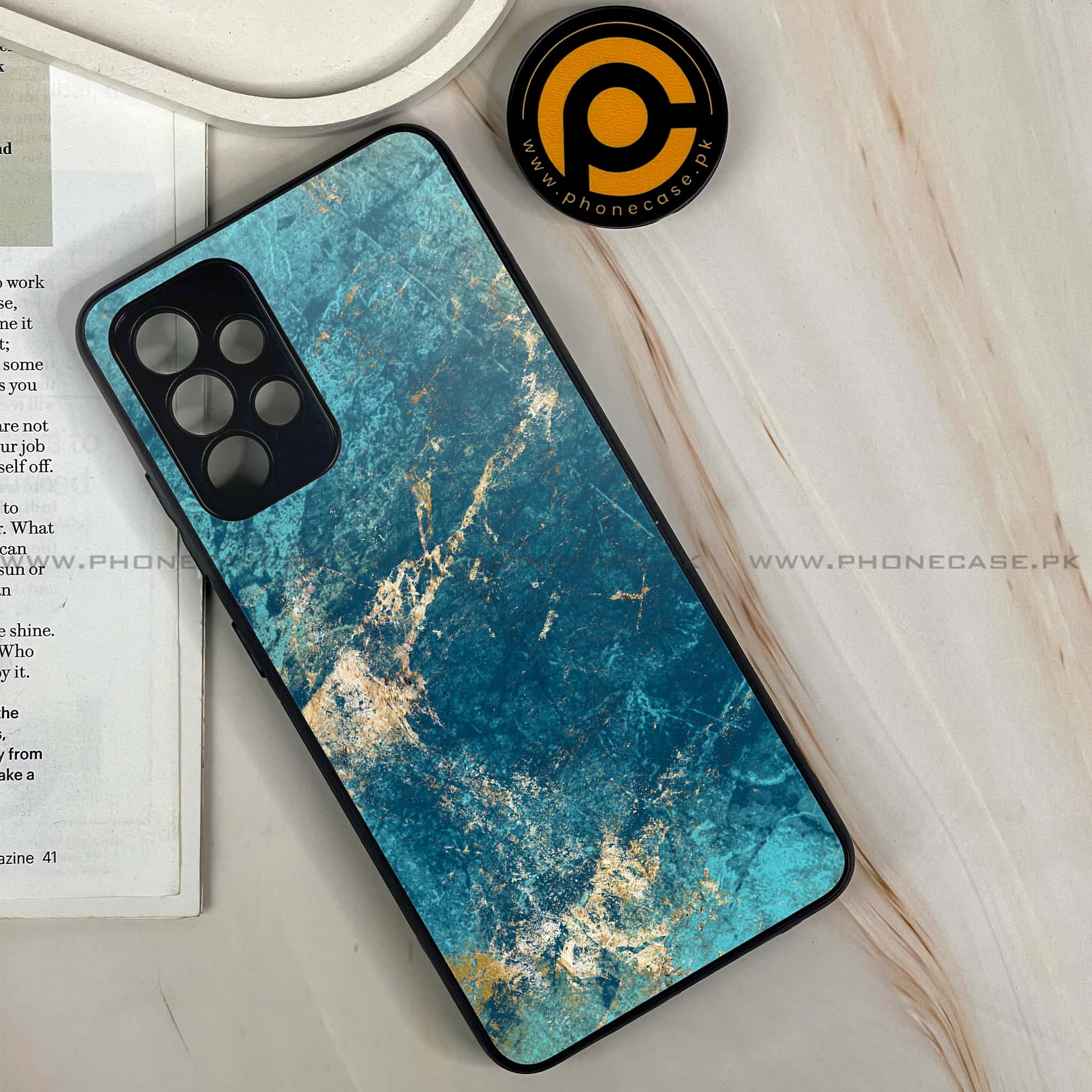 Samsung Galaxy A32 4G - Blue Marble Series V 2.0 - Premium Printed Glass soft Bumper shock Proof Case