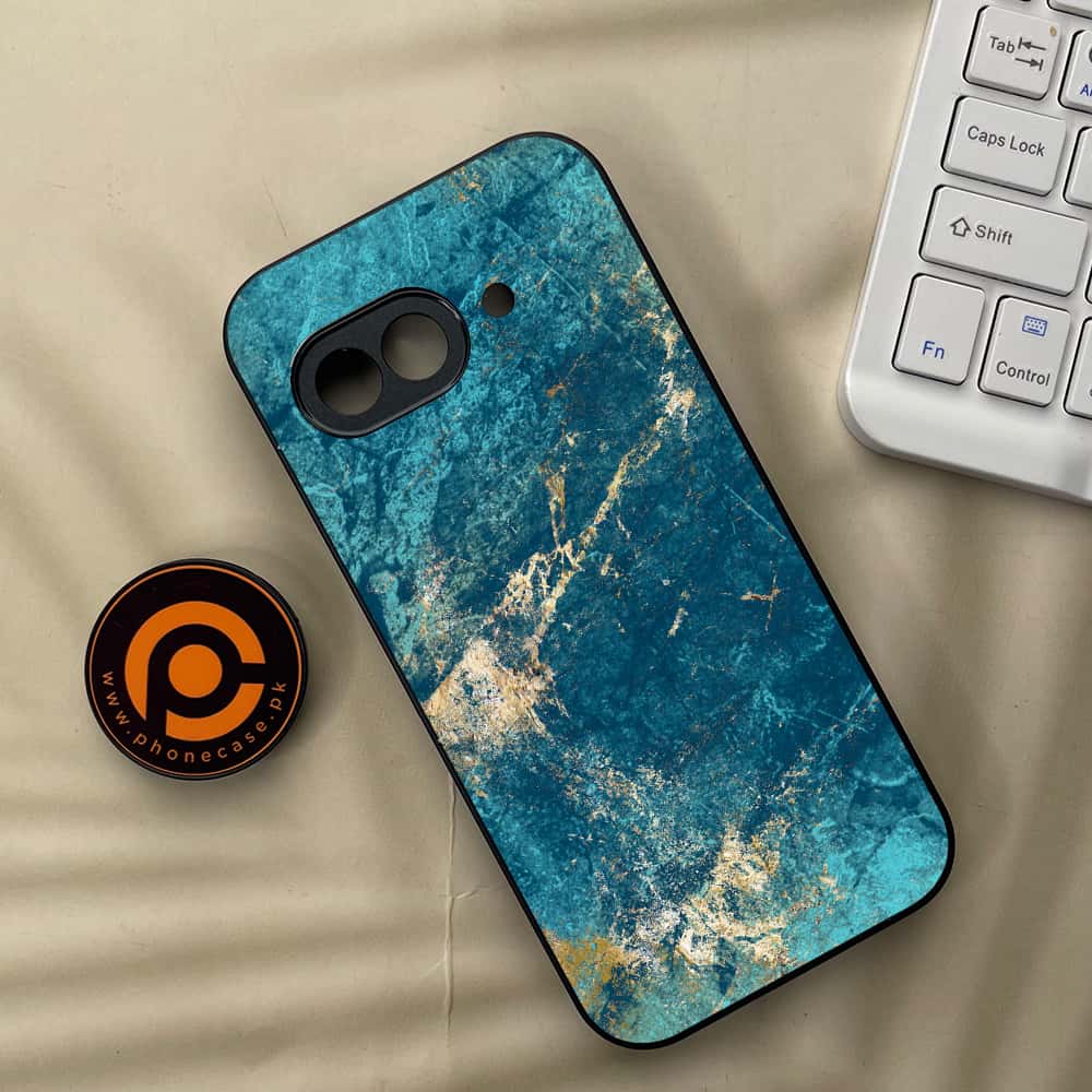 Google Pixel 9a - Blue Marble Series - Premium Metal Printed soft Bumper Shock Proof Case