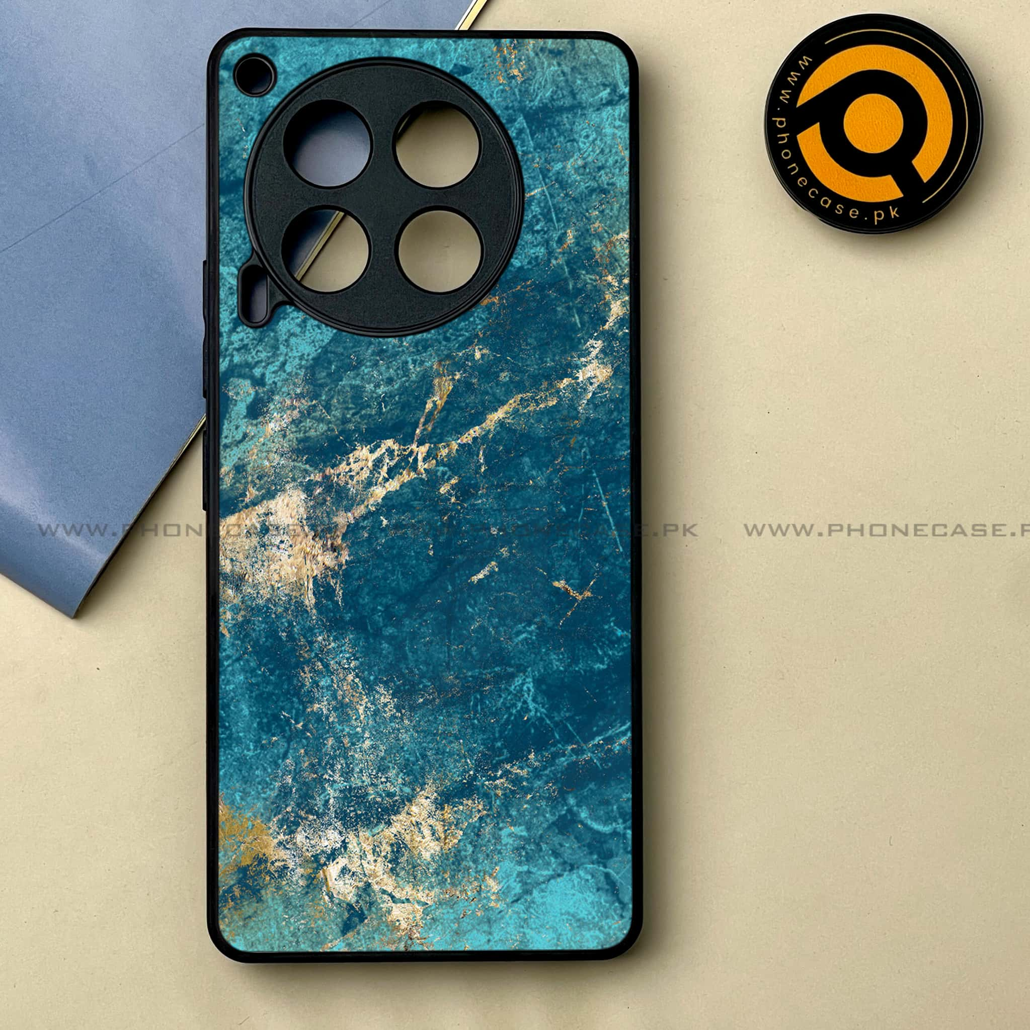 Tecno Camon 30 - Blue Marble 2.0 Series -  Premium Printed Metal soft Bumper shock Proof Case