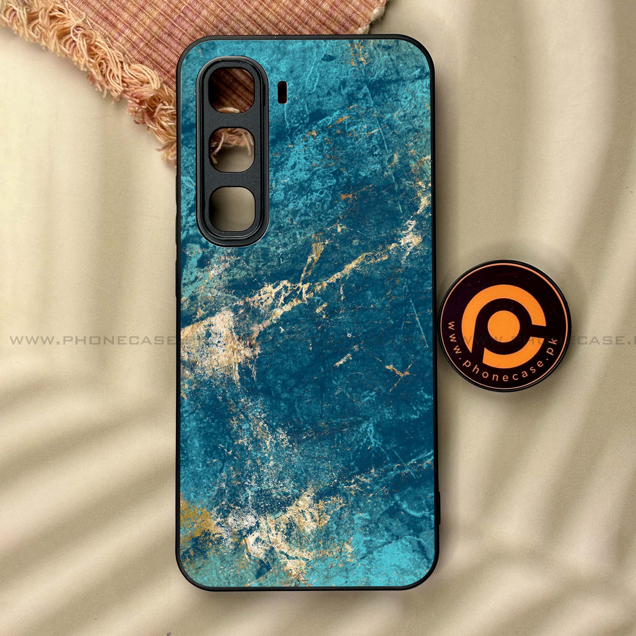 Infinix Hot 60 Pro - Blue Marble 2.0 Series - Premium Metal Printed soft Bumper shock Proof Case