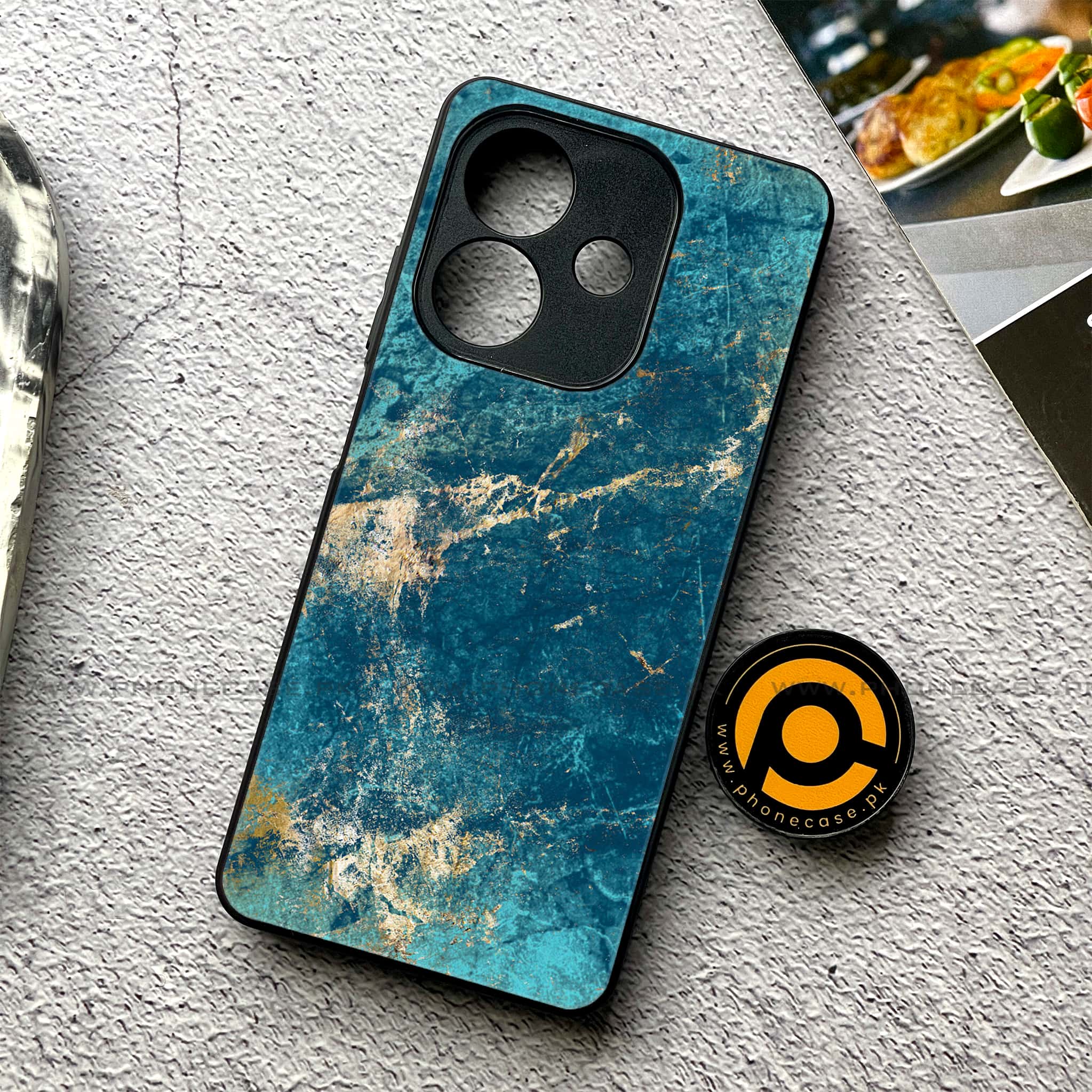 Oppo A5i - Blue Marble 2.0 Series - Premium Metal Printed soft Bumper shock Proof Case