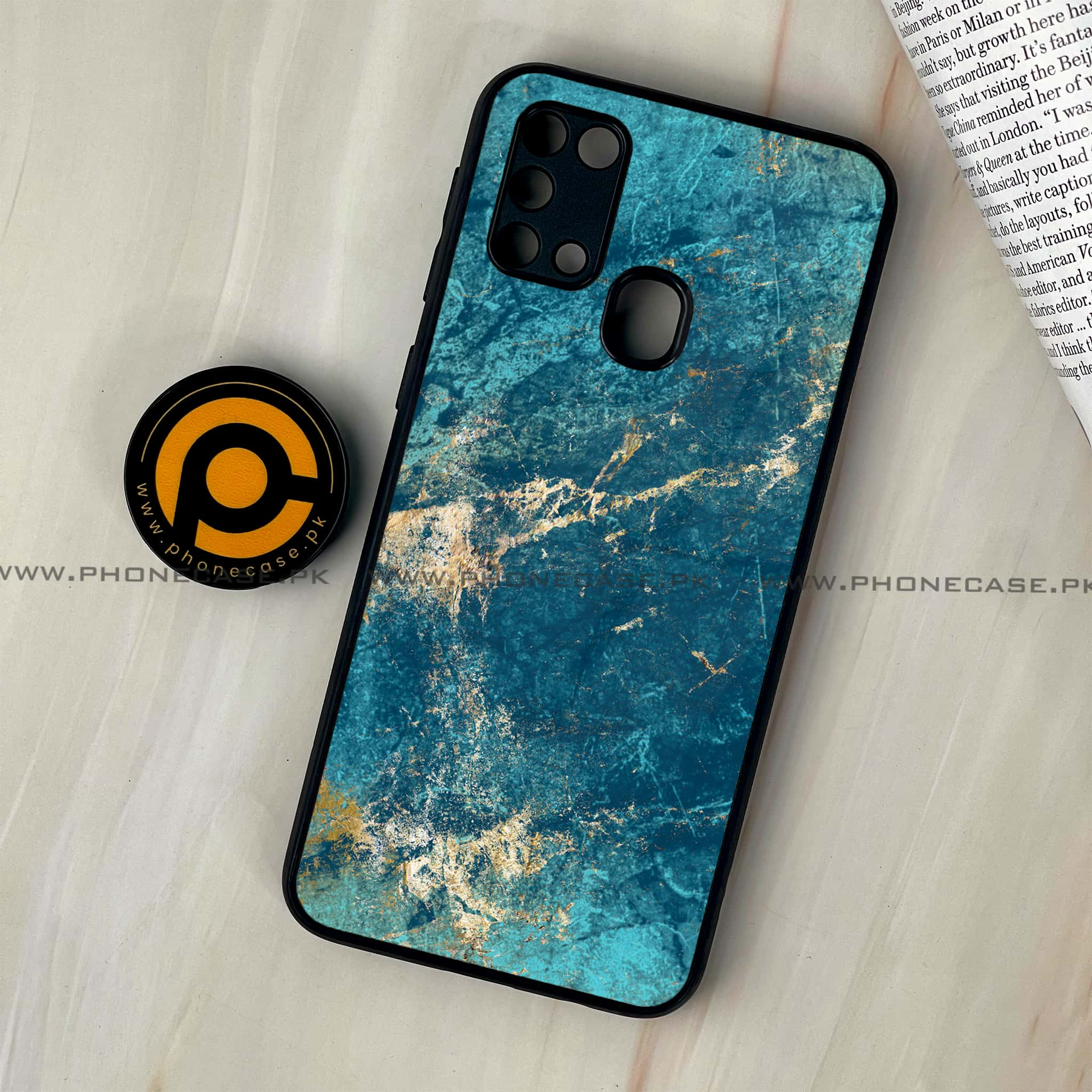 Galaxy M31 - Blue Marble 2.0 Series - Premium Printed Glass soft Bumper shock Proof Case