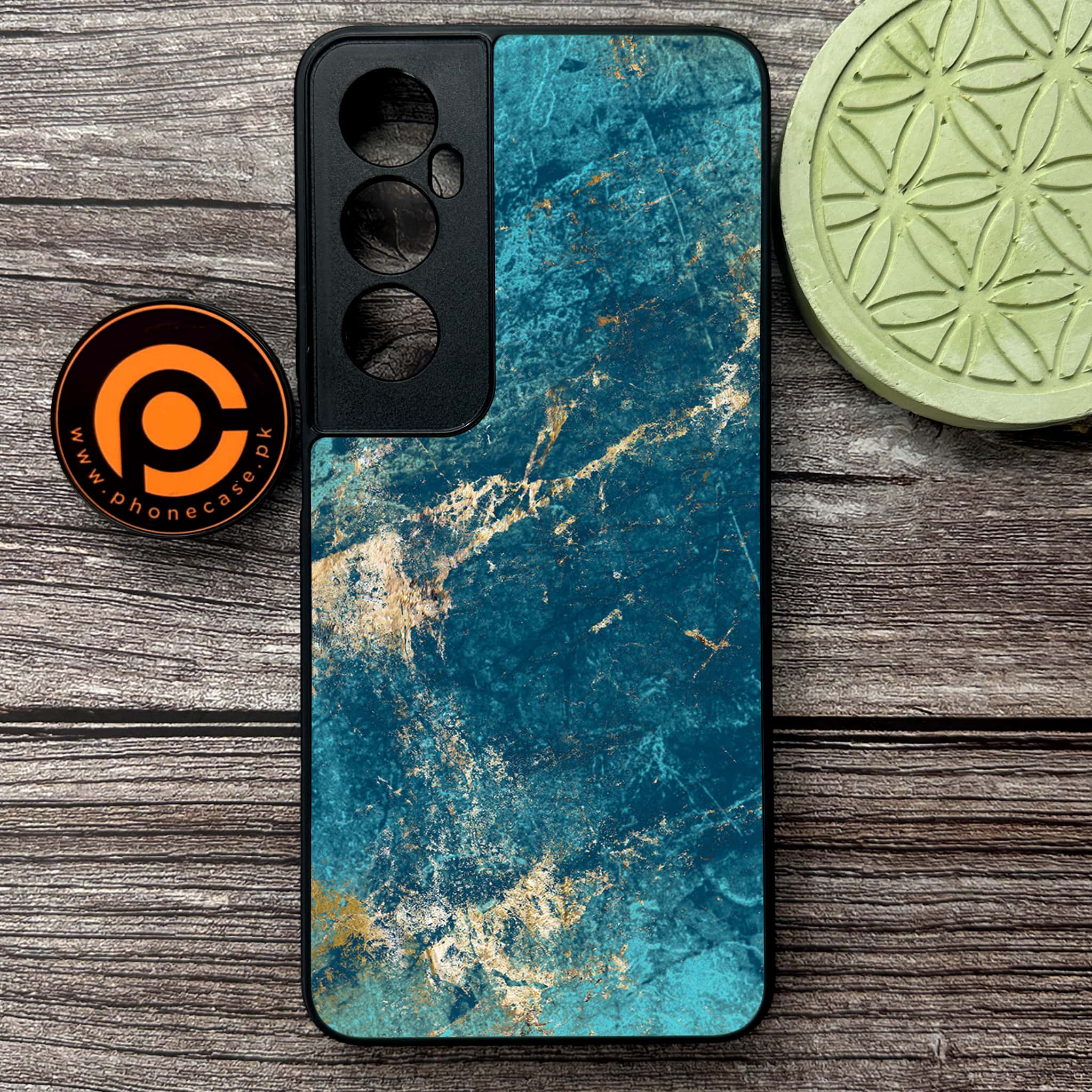 Realme C65  - Blue Marble 2.0 Series - Premium Metal Printed soft Bumper shock Proof Case