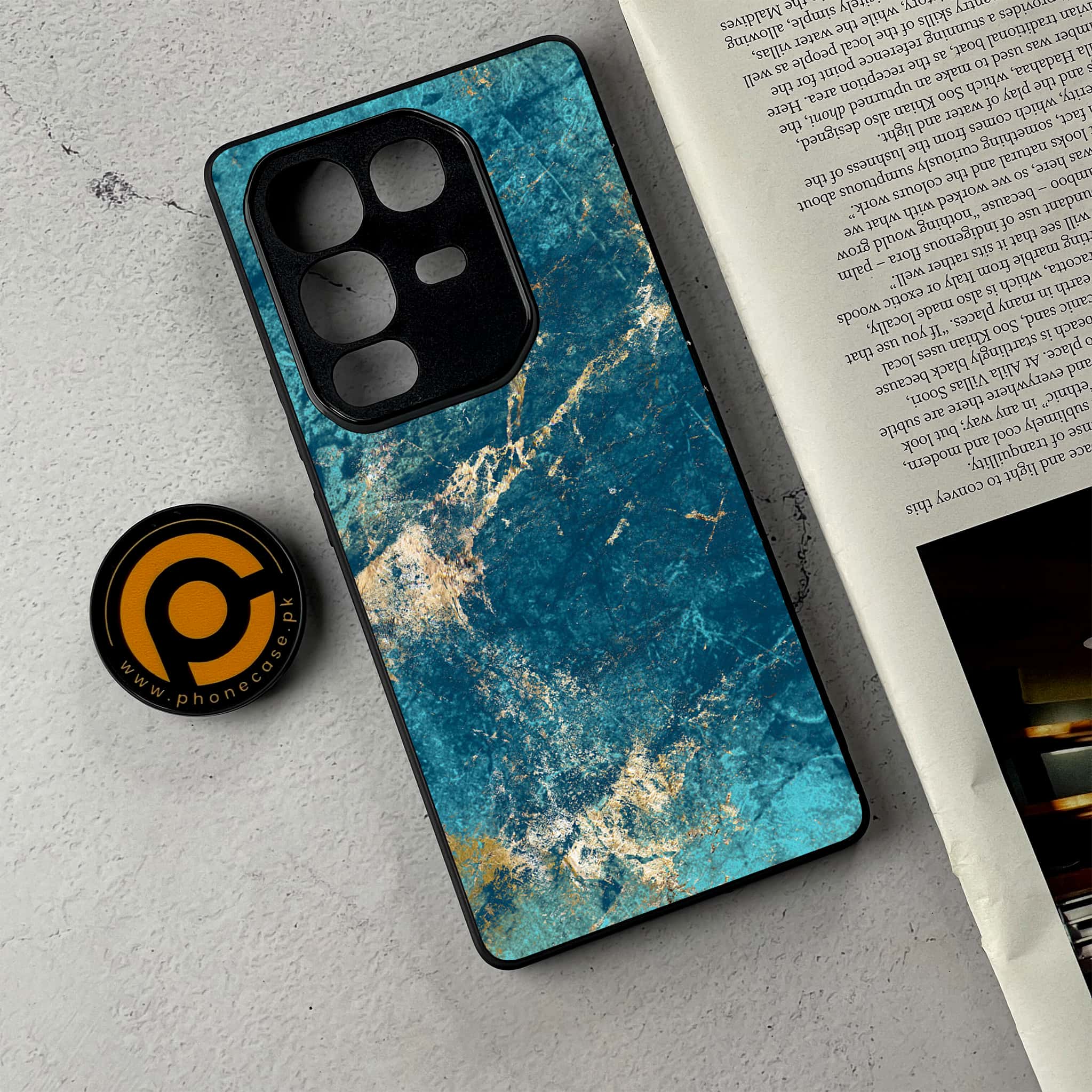 Infinix Note 50 Pro Plus - Blue Marble 2.0 Series - Premium Metal Printed Soft Bumper Shockproof Case