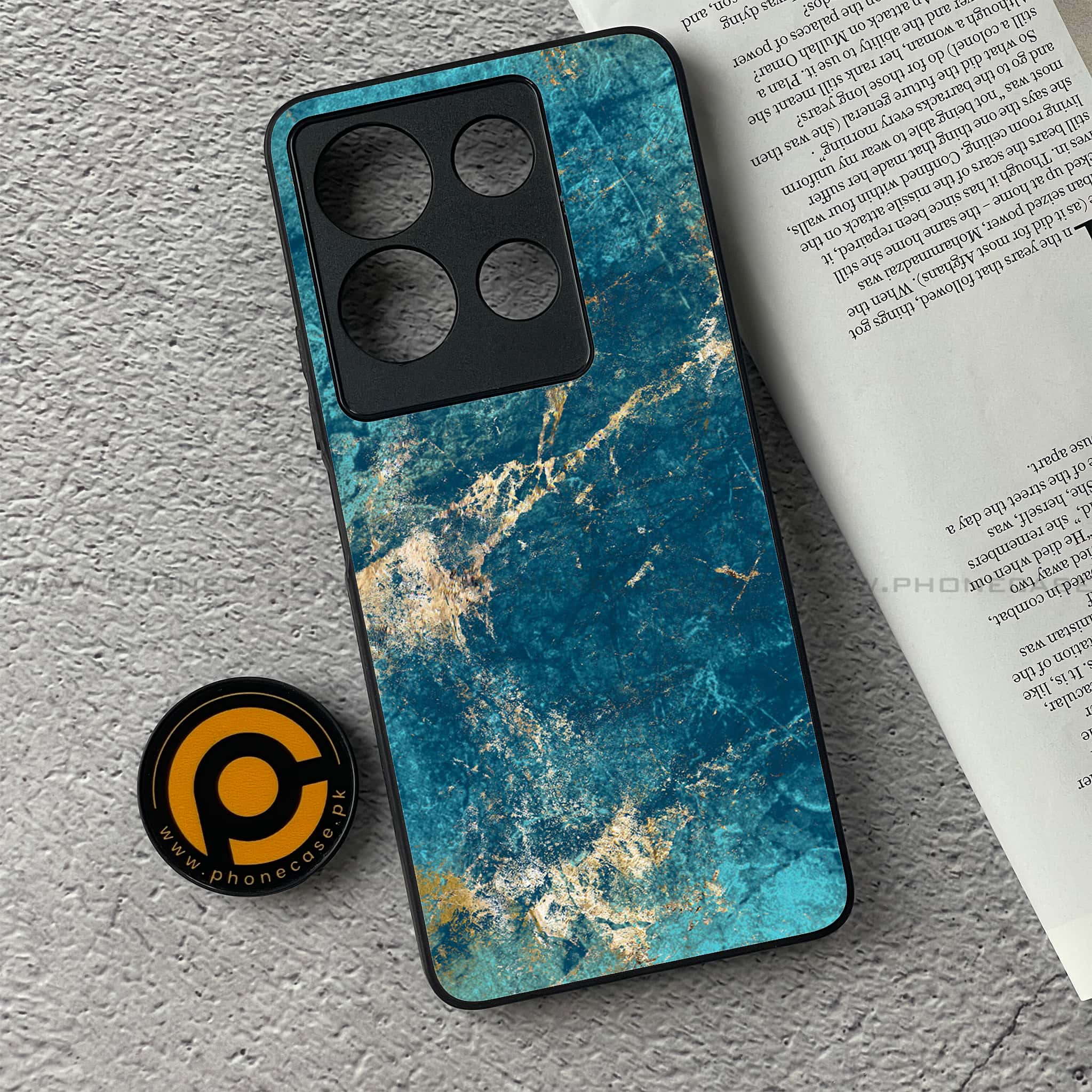 Infinix Note 30 - Blue Marble Series V 2.0 - Premium Printed Glass soft Bumper shock Proof Case