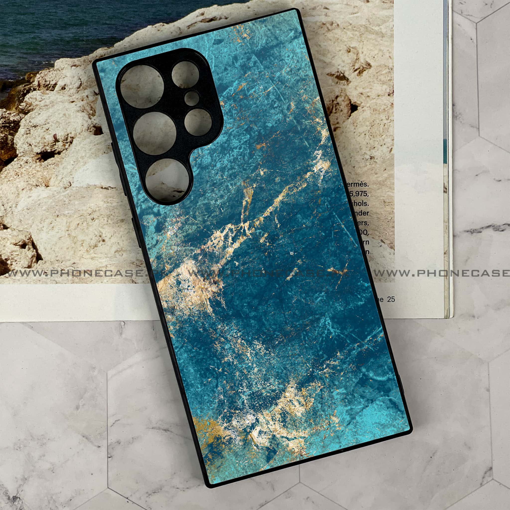 Samsung Galaxy S24 Ultra - Blue Marble Series V 2.0 - Premium Metal Printed soft Bumper shock Proof Case