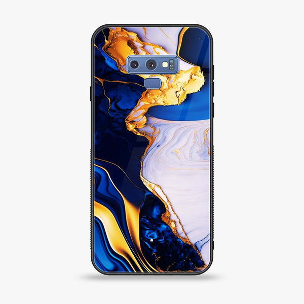 Samsung Galaxy Note 9 - Blue Golden Marble - Premium Printed Glass soft Bumper Shock Proof Case CS-36973