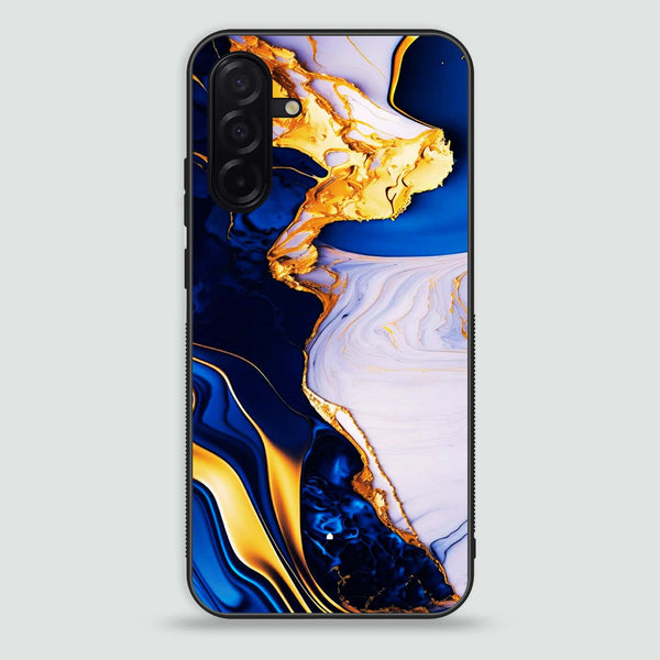 Samsung Galaxy A56 5G - Blue Golden Marble - Premium Printed Glass soft Bumper Shock Proof Case