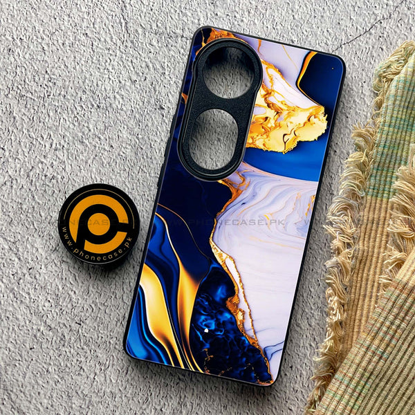 Vivo V40 Pro - Blue Golden Marble - Premium Metal Printed soft Bumper shock Proof Case