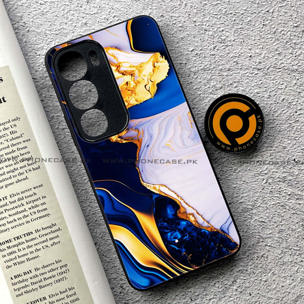 Vivo Y19s Pro - Blue Golden Marble - Premium Metal Printed soft Bumper shock Proof Case