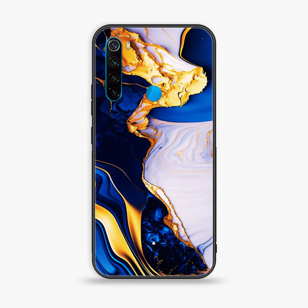 Xiaomi Redmi Note 8 - Blue Golden Marble - Premium Printed Glass soft Bumper Shock Proof Case