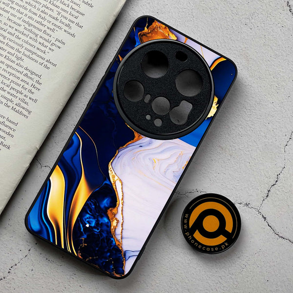 Xiaomi 15 Ultra - Blue Golden Marble - Premium Metal Printed Soft Bumper Shockproof Case