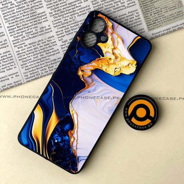 Samsung Galaxy A06 - Blue Golden Marble - Premium Metal Printed soft Bumper shock Proof Case