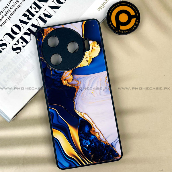 Tecno Camon 30 Pro 5G - Blue Golden Marble -  Premium Printed Metal soft Bumper shock Proof Case