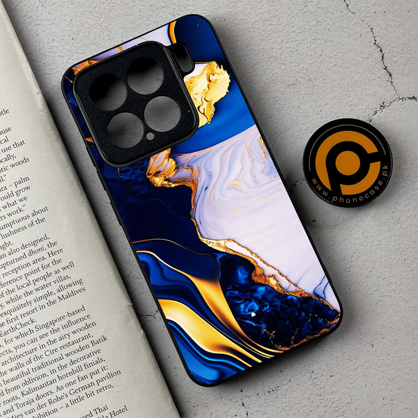 Xiaomi 15 - Blue Golden Marble - Premium Metal Printed soft Bumper shock Proof Case