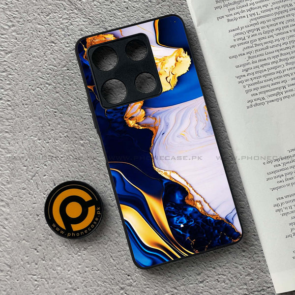 Infinix Note 30 Pro - Blue Golden Marble - Premium Metal Printed soft Bumper shock Proof Case