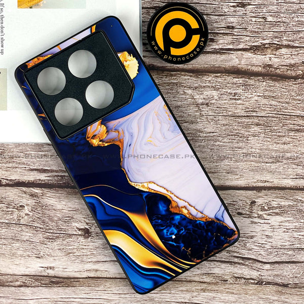 Infinix GT 20 Pro - Blue Golden Marble -  Premium Printed Metal soft Bumper shock Proof Case