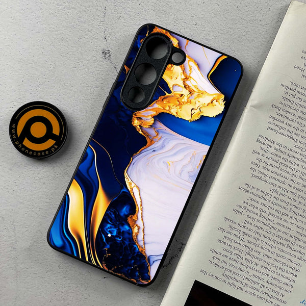 Vivo Y04 - Blue Golden Marble - Premium Metal Printed soft Bumper shock Proof Case