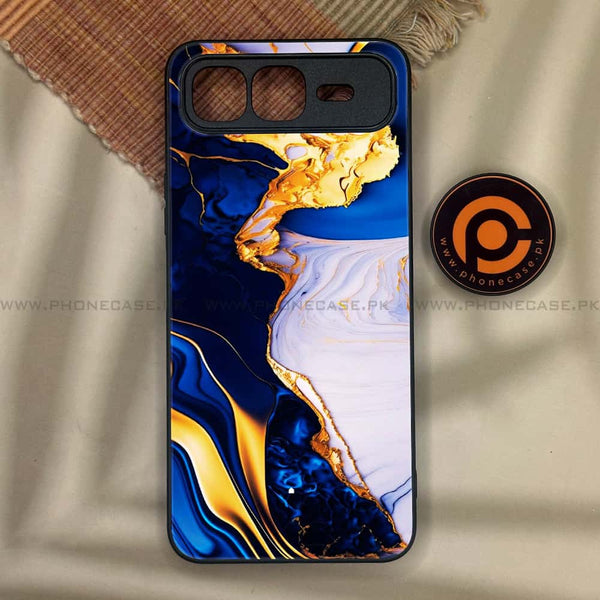 Infinix Smart 10 Plus - Blue Golden Marble - Premium Metal Printed soft Bumper shock Proof Case