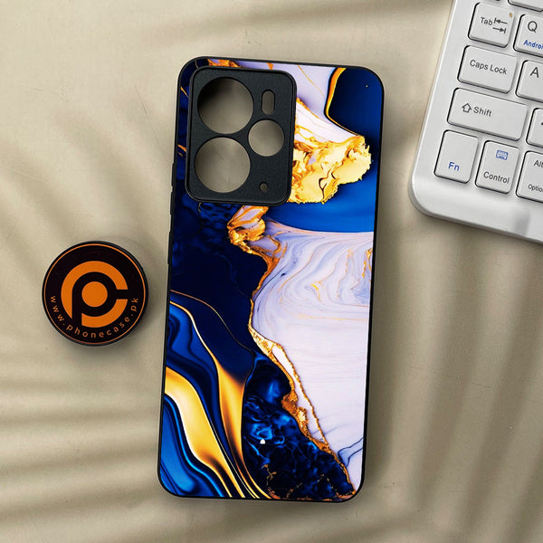 Realme 14T 5G - Blue Golden Marble - Premium Metal Printed soft Bumper Shock Proof Case