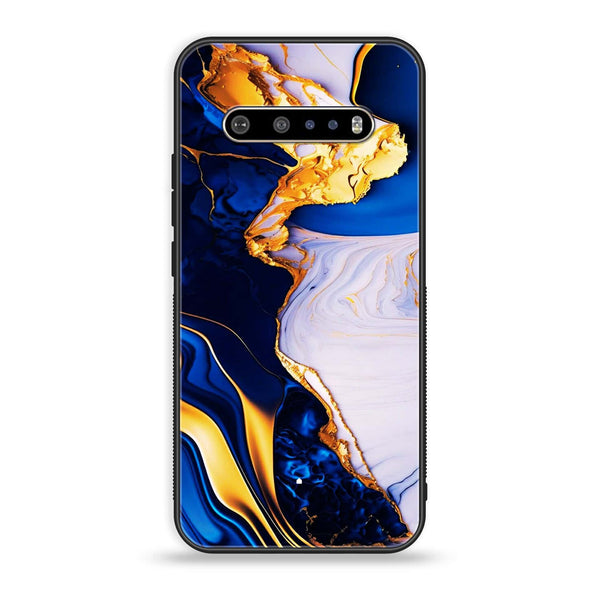 LG V60 - Blue Golden Marble - Premium Printed Glass soft Bumper Shock Proof Case