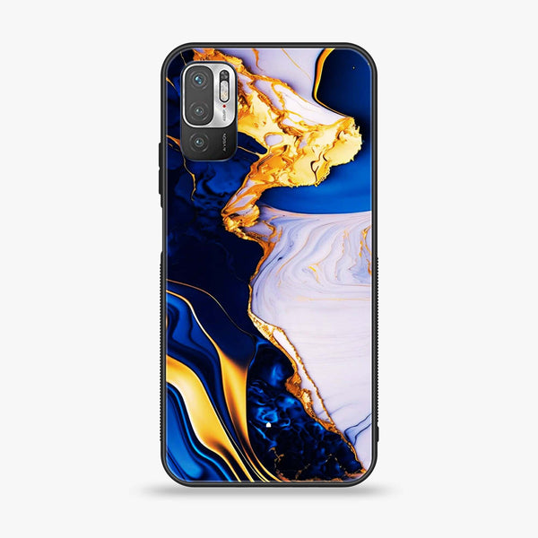 Xiaomi Redmi Note 10 5G - Blue Golden Marble - Premium Printed Glass soft Bumper shock Proof Case