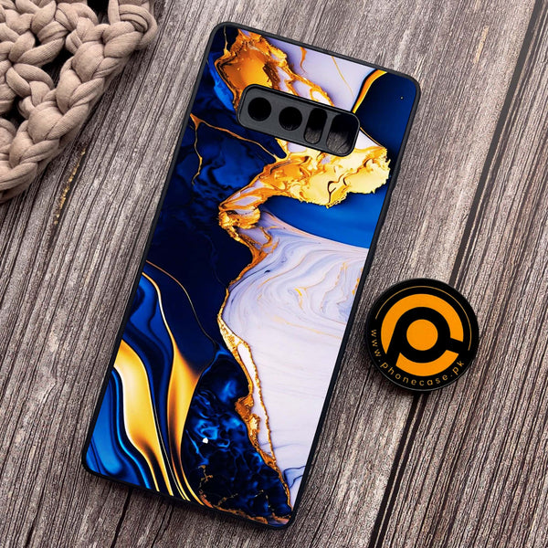 Samsung Galaxy Note 8 - Blue Golden Marble - Premium Metal Printed soft Bumper shock Proof Case