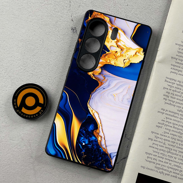 Tecno Camon 40 Pro - Blue Golden Marble - Premium Metal Printed Soft Bumper Shockproof Case
