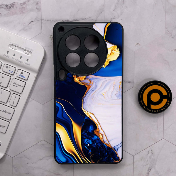 Tecno Camon 30 Premier - Blue Golden Marble - Premium Metal Printed soft Bumper shock Proof Case