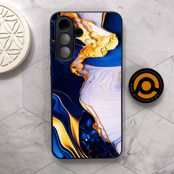Samsung Galaxy A26 5G - Blue Golden Marble - Premium Metal Printed soft Bumper shock Proof Case